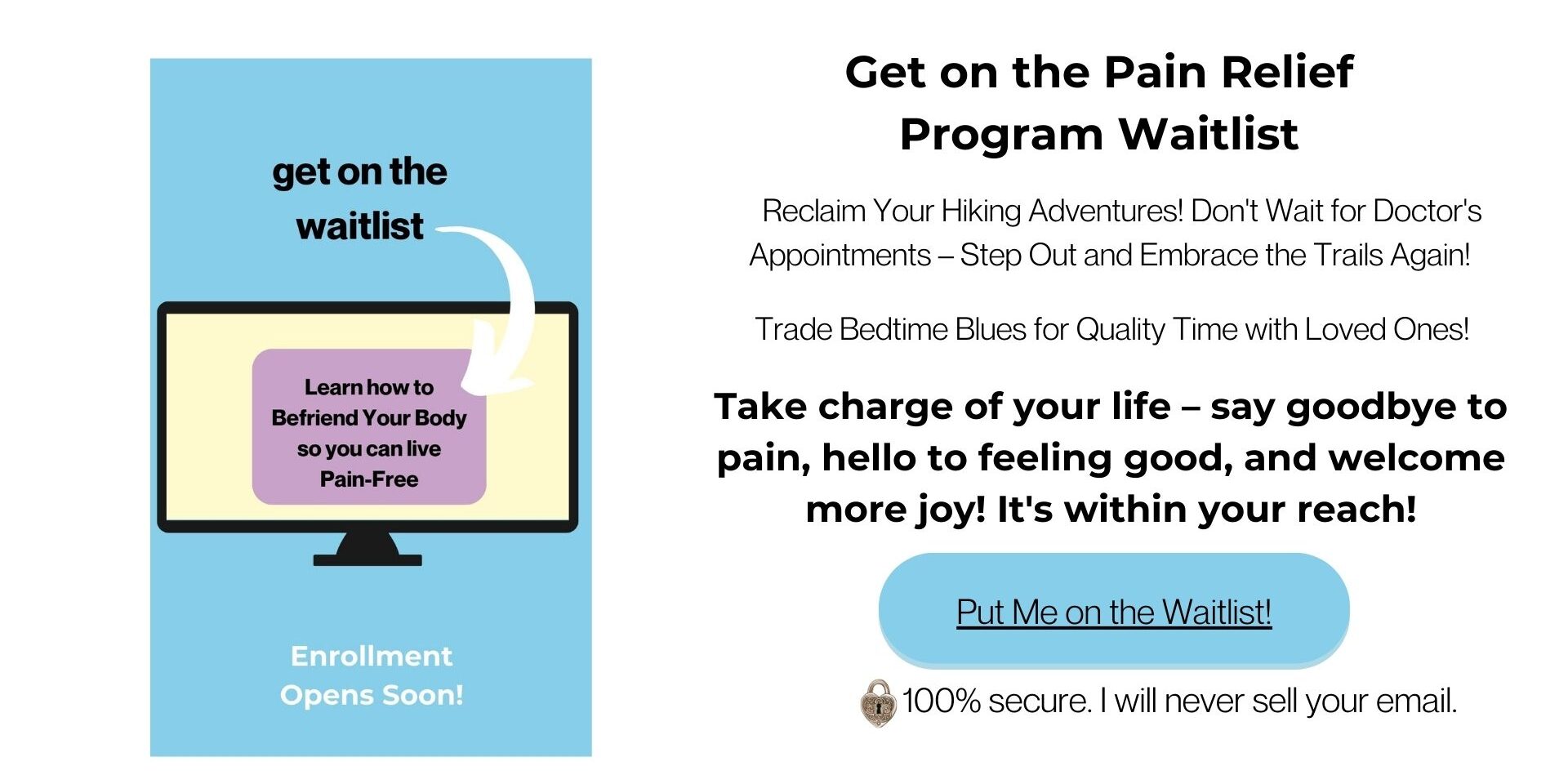 waitlist for Rise Above Pain Program with links